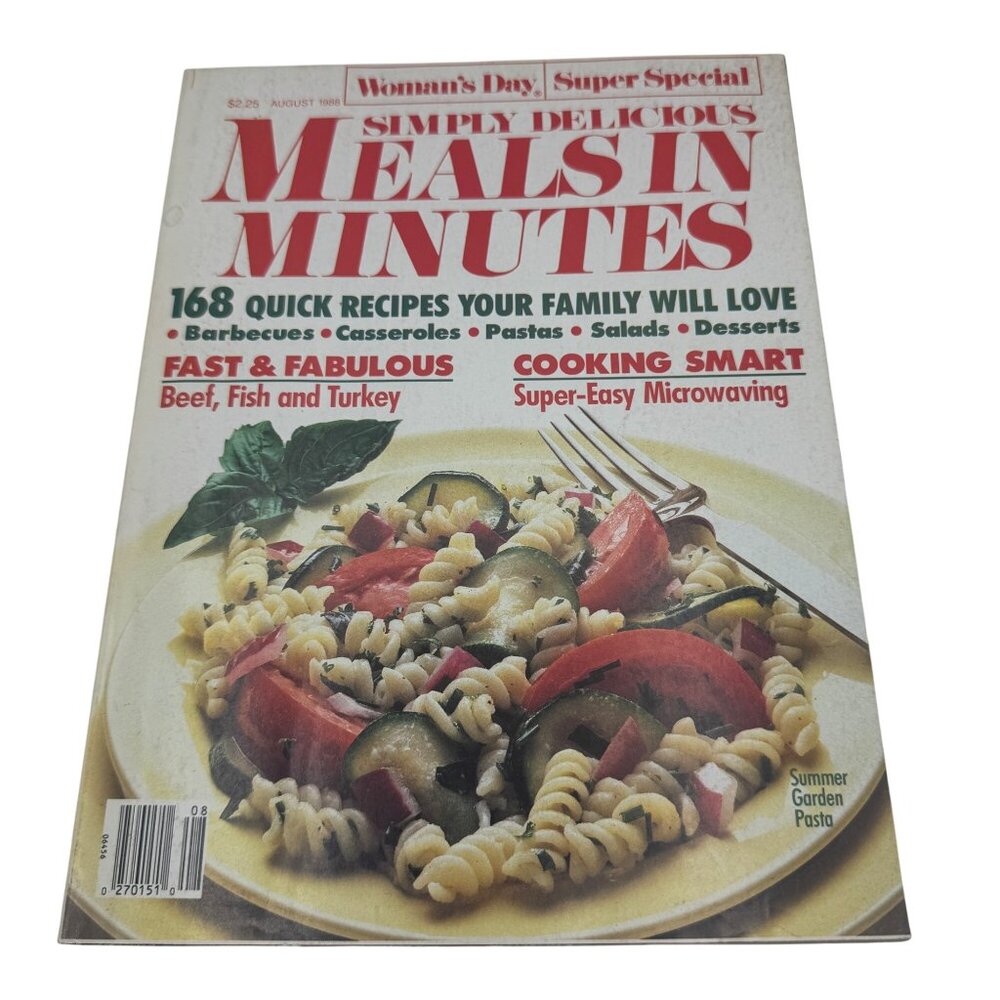 Woman’s Day Meals In Minutes Cookbook August 1988 Collectible